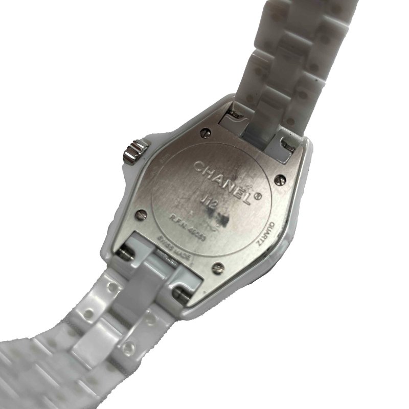 CHANEL白陶29mm J12 點鑽石英錶-4