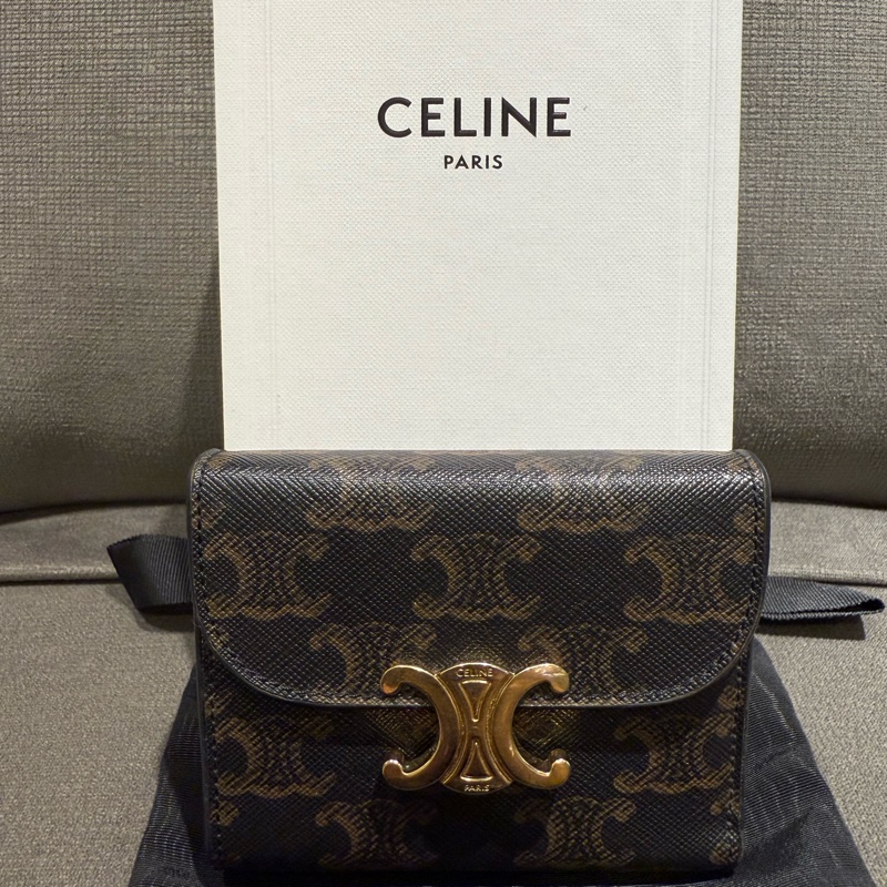 🌟CELINE TRIOMPHE經典凱旋門老花短夾-0