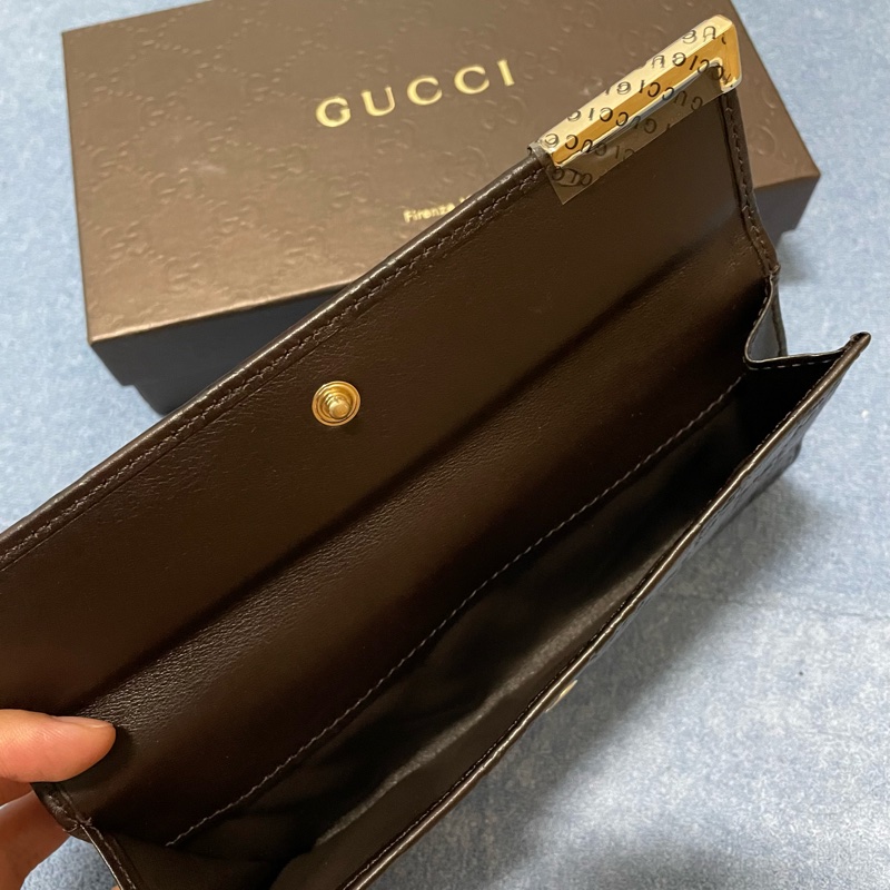 GUCCI 全皮壓印LOGO 長夾 絕版經典款-3
