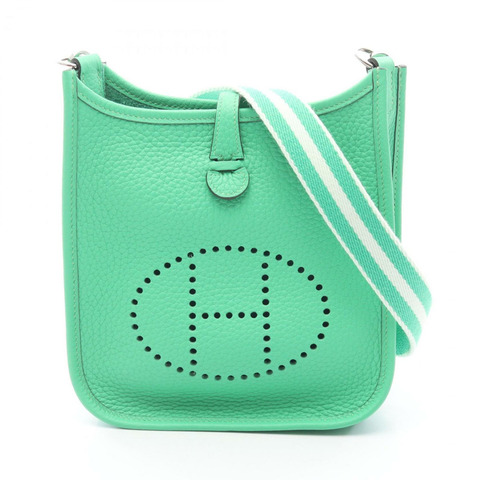 Hermes Hermès Evelyn Amazon TPM Taurillon Clemence 皮革單肩包，綠色，女士