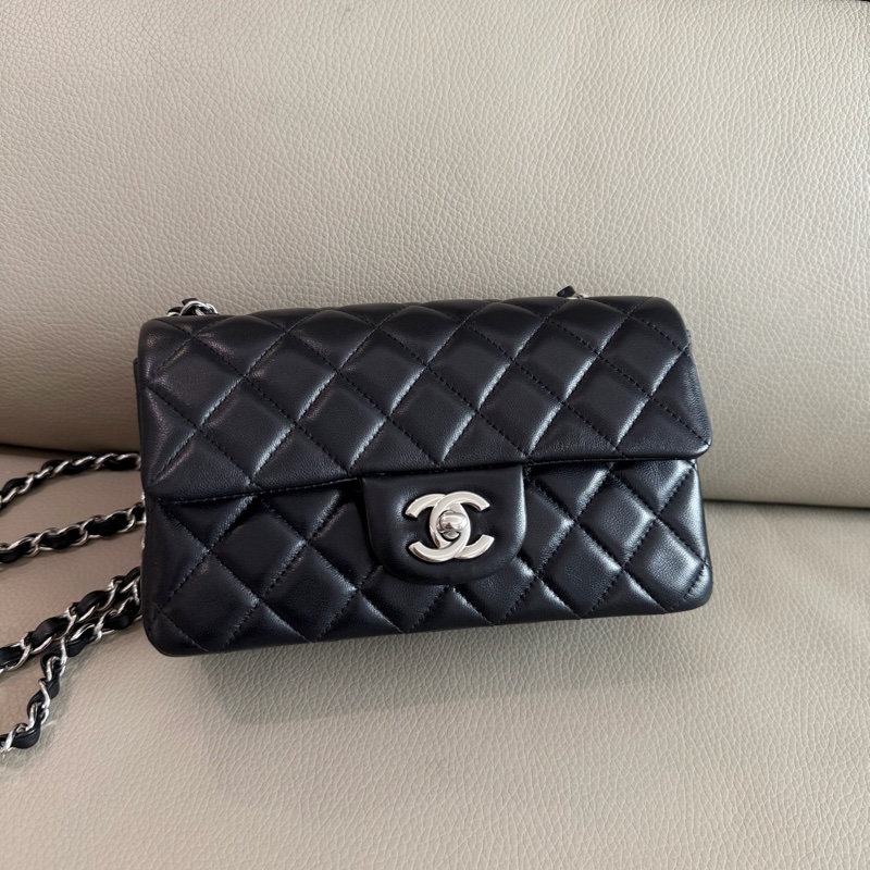 「M.Y精品」 Chanel 小香 晶片款 cf20 coco20 大mini 黑銀-8