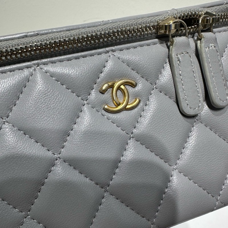 Chanel 灰色金球長盒子包 金色五金 斜背包 肩背包-2