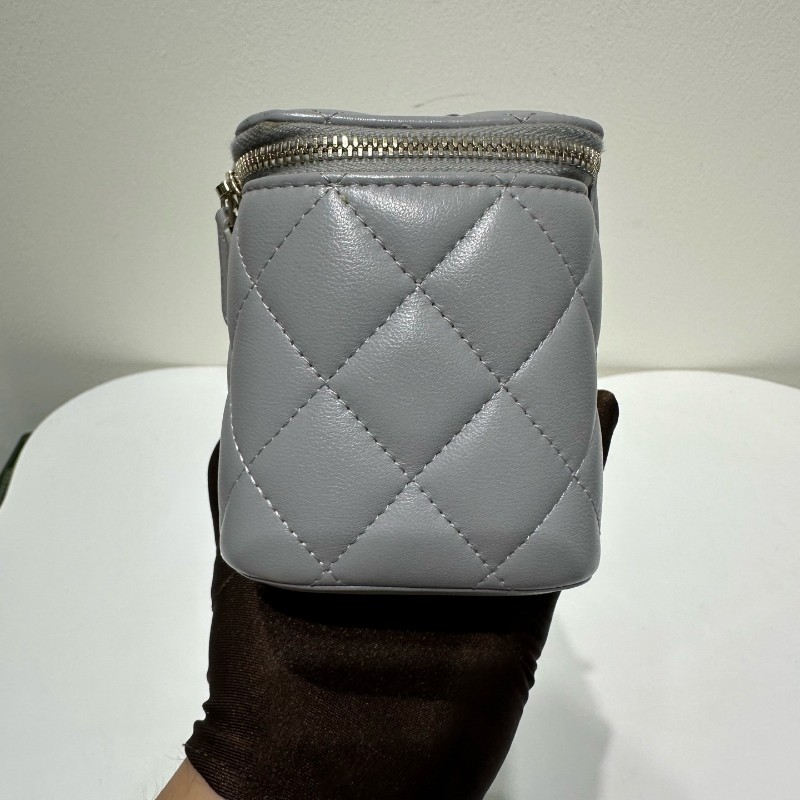 Chanel 灰色金球長盒子包 金色五金 斜背包 肩背包-3