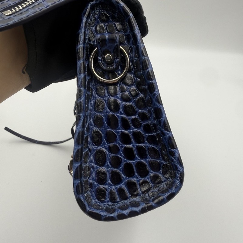 Balenciaga Classic City 機車包 鱷魚壓紋 肩背包手提包 女款 藍色-7