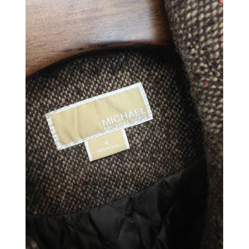 MK / Michael Kors 咖色羊毛雙排釦毛呢長版大衣 4/S/M/36-10