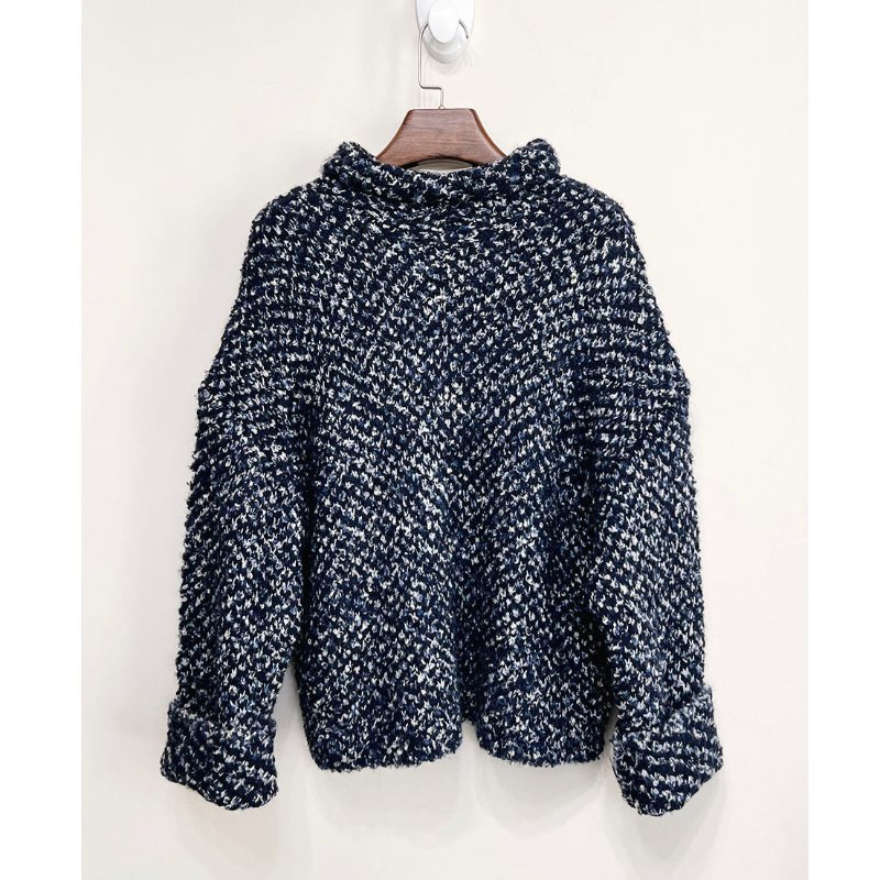 3.1 PHILLIP LIM 深藍小立領空氣感羊毛毛衣 XS/S/M/34/36-6