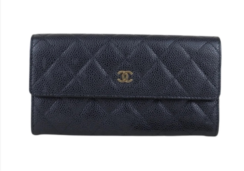 「JL精品代購」97新 Chanel 香奈兒 翻蓋荔枝牛皮長夾-0