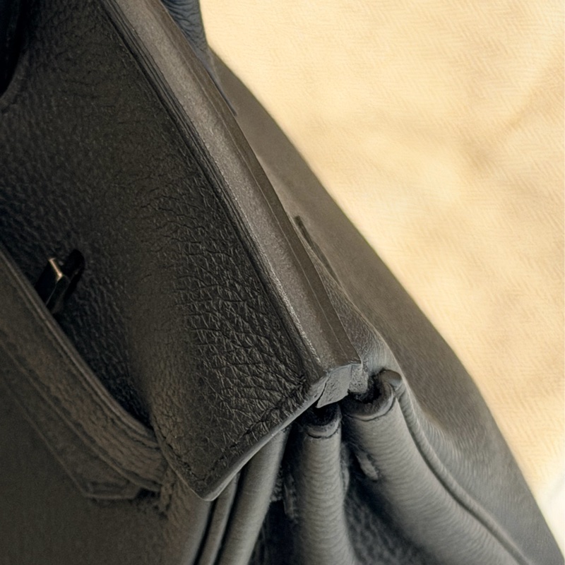 birkin 25 黑銀 Togo 皮 大全配 B刻 無頸紋 日本購證 鉑金25 金屬已在東區包膜 bk25-7
