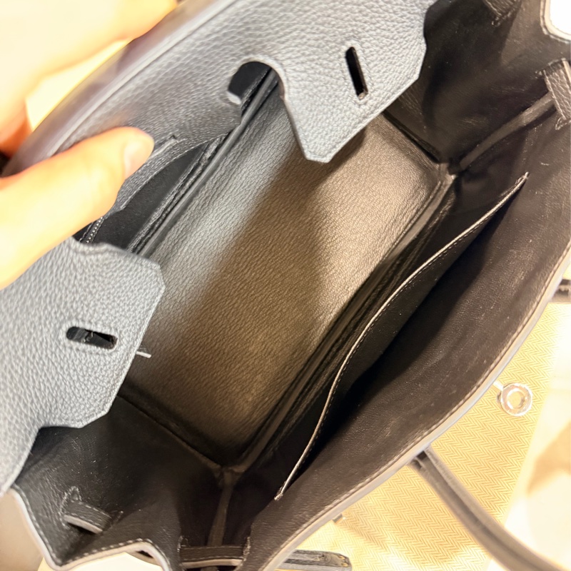 birkin 25 黑銀 Togo 皮 大全配 B刻 無頸紋 日本購證 鉑金25 金屬已在東區包膜 bk25-14