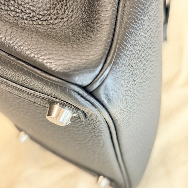 birkin 25 黑銀 Togo 皮 大全配 B刻 無頸紋 日本購證 鉑金25 金屬已在東區包膜 bk25-15