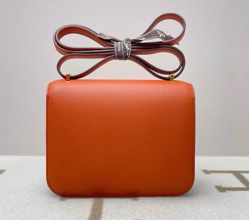 有購證💓 爱马仕 Hermes Constance 康康19 epsom皮 R1大地橘 金扣 Z 刻 配件全套带票-2