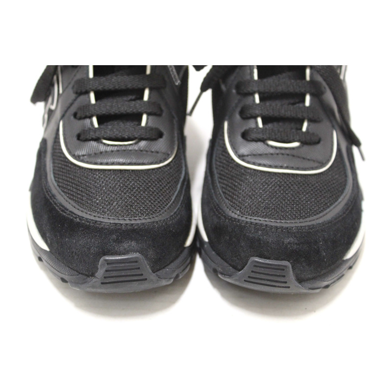 Chanel Black Suede Leather Calfskin CC Sneakers Size 36-3