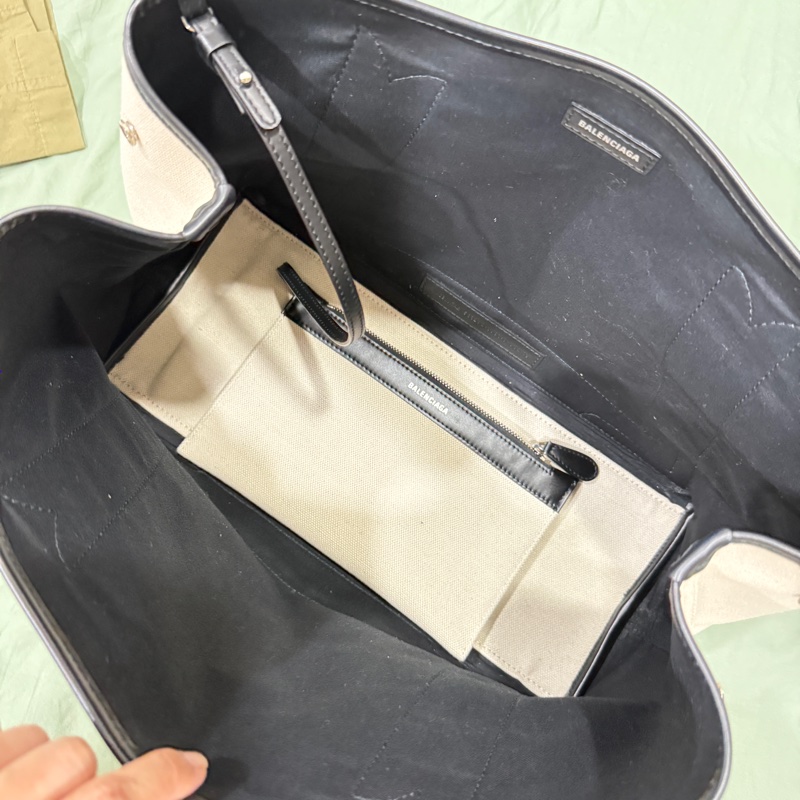 巴黎世家 Balenciaga caba S 帆布手提包 肩背包 黑白配色-13