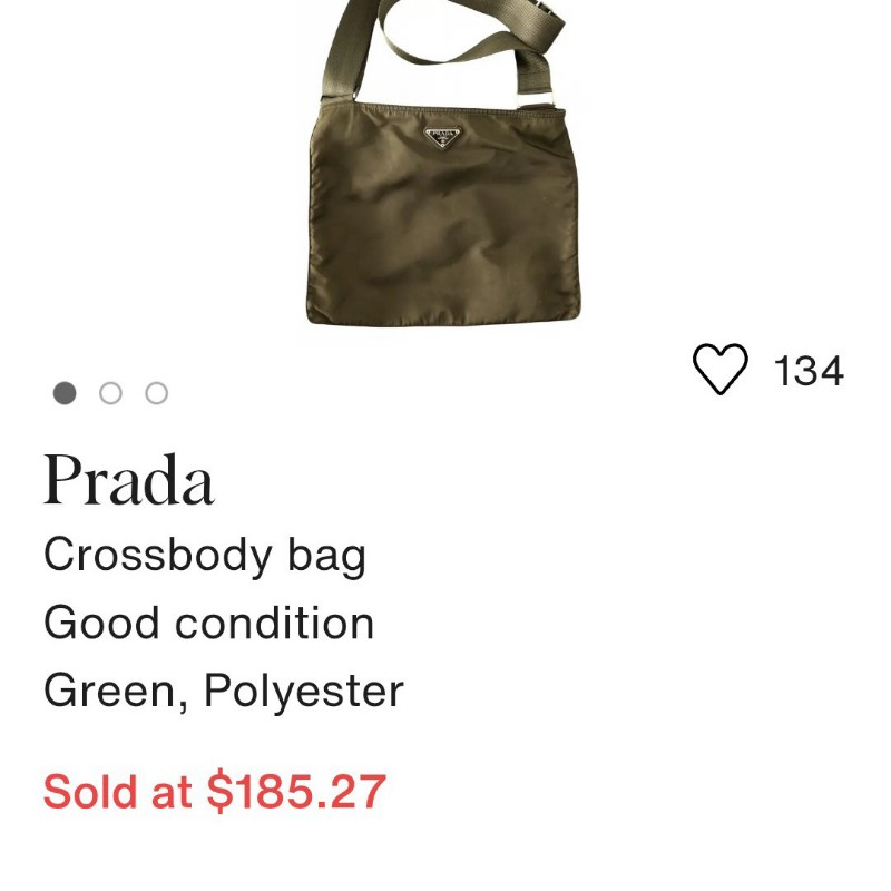 PRADA經典斜背深綠色降落傘布材質包,外觀有旅行多國的痕跡-6
