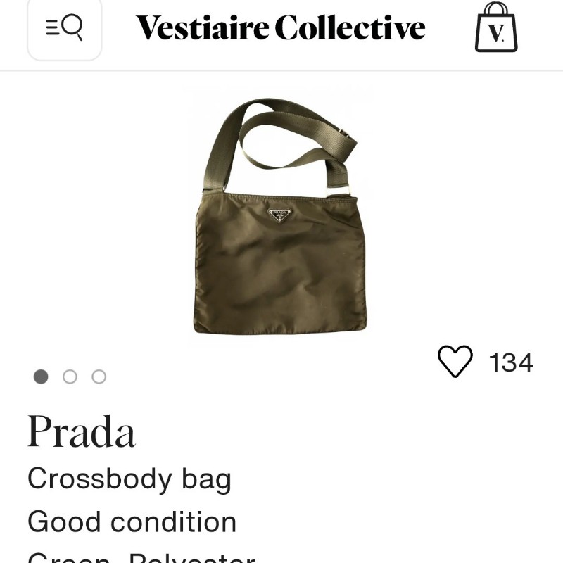 PRADA經典斜背深綠色降落傘布材質包,外觀有旅行多國的痕跡-7