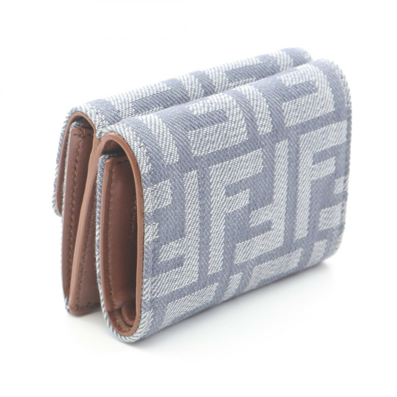FENDI Baguette Zucca 三折皮夾 8M0395AUT4F1SXQ 帆布 灰 棕 藍色 新款 女款-1