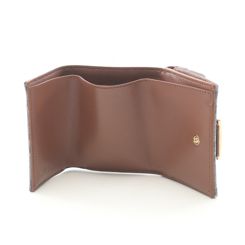 FENDI Baguette Zucca 三折皮夾 8M0395AUT4F1SXQ 帆布 灰 棕 藍色 新款 女款-2
