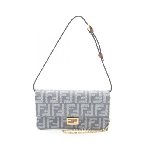 FENDI Baguette Zucca 肩背包 8M0498AUT4F1SXQ 帆布 皮革 灰色 棕色 淺藍色 全新 女款