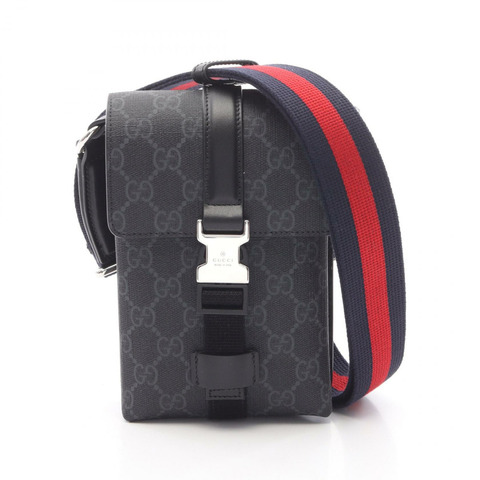 GUCCI 超迷你 Gg GG Supreme 單肩包 816954FAD8C1049 皮革 PVC 塗層帆布 灰色 黑色 多色 全新 uni