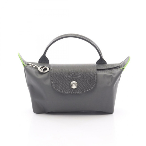 Longchamp Le Pliage 綠色手拿包 34175919P66 帆布皮革灰色全新女款