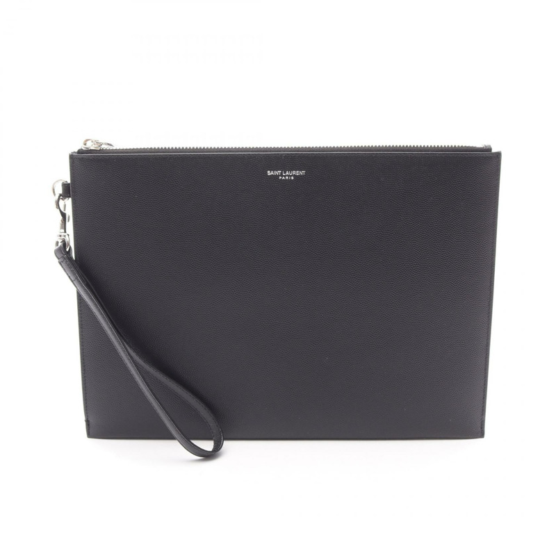 SAINT LAURENT PARIS 商務包手拿包 683865BTY0N1000 皮革 黑色 二手 男款-0