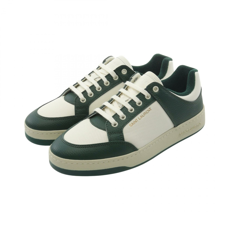 SAINT LAURENT PARIS SL/61 低筒運動鞋 713600AAAWR637942 皮革 白色 綠色 全新 男士-0