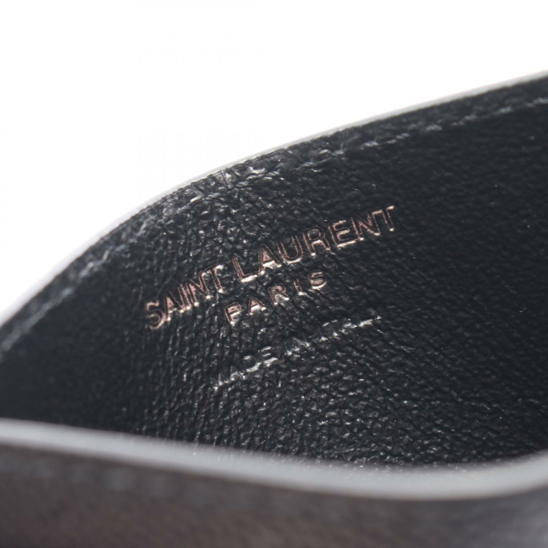 SAINT LAURENT PARIS Cassandra 卡片夾 485631BTY0U1000 皮革 黑色 二手 男式-3