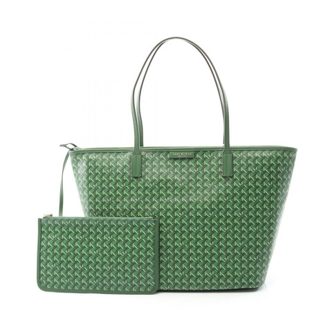 Tory Burch Everready 拉鍊手提包 145634367 PVC 塗層帆布皮革綠色新款女款