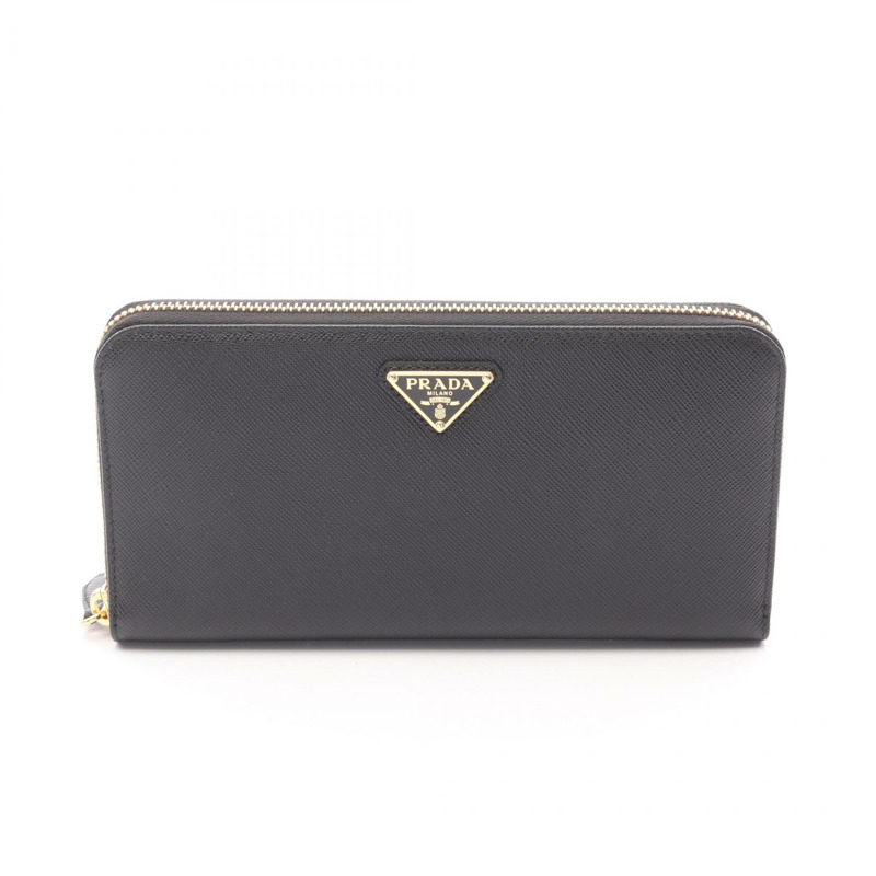 PRADA SAFFIANO TRIANG Around 長版皮夾 1ML506QHHF0002 Saffiano 皮革 黑色 新款 女款-0