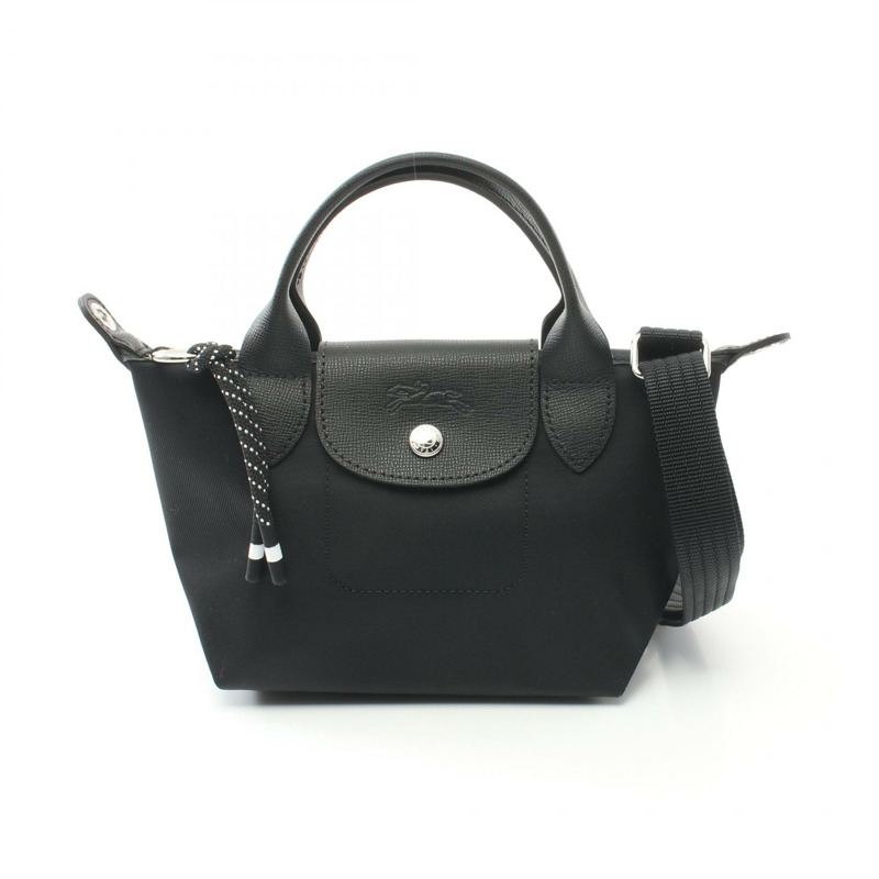 Longchamp Le Pliage Energy XS 手提包 L1500HSR001 帆布皮革黑色全新女款-0
