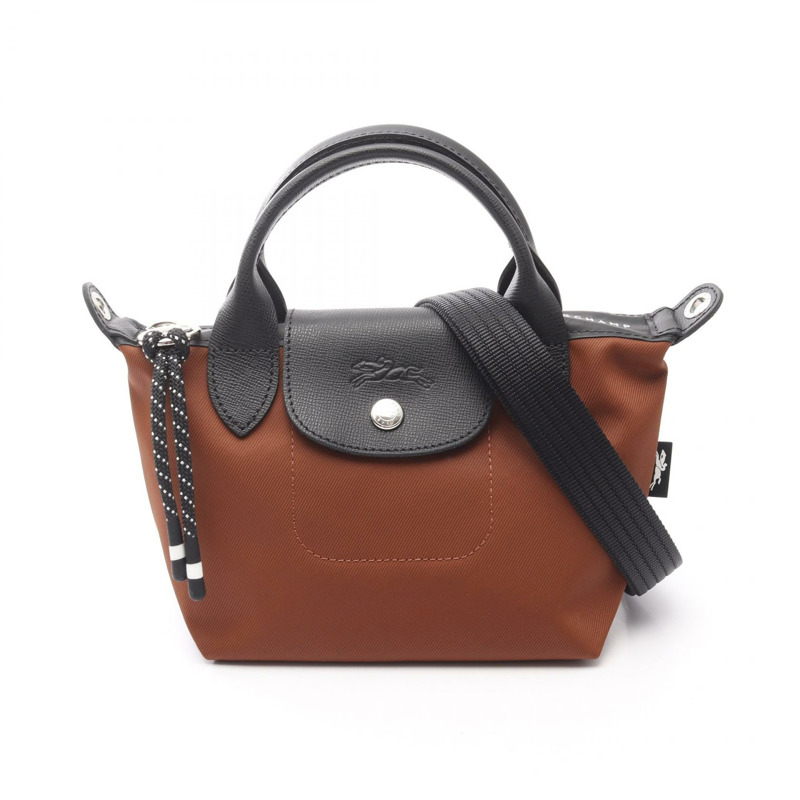 Longchamp Le Pliage Energy XS 手提包 L1500HSR203 帆布皮革棕色黑色新款女款-0