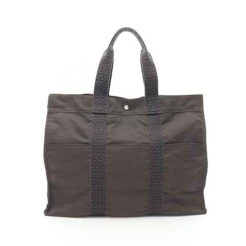 HERMES Herline GM 手提包 100941M 尼龍帆布灰色二手男女通用 SHW