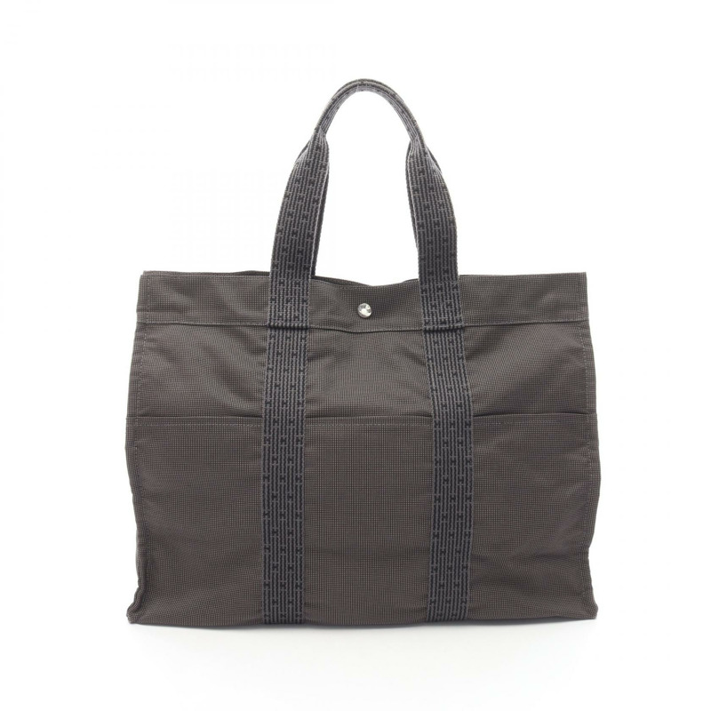 HERMES Herline GM 手提包 100941M 尼龍帆布灰色二手男女通用 SHW-0