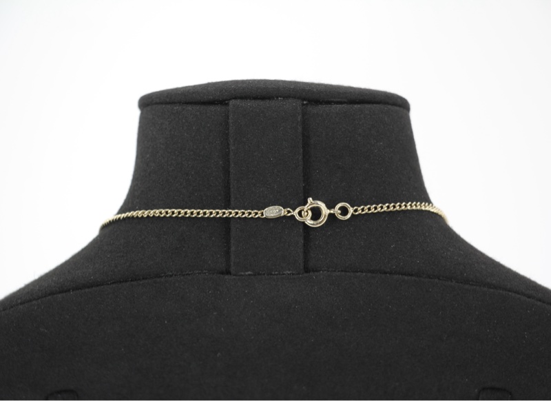 Chanel Vintage 06V 琺瑯經典黑色CC淡金項鏈-8