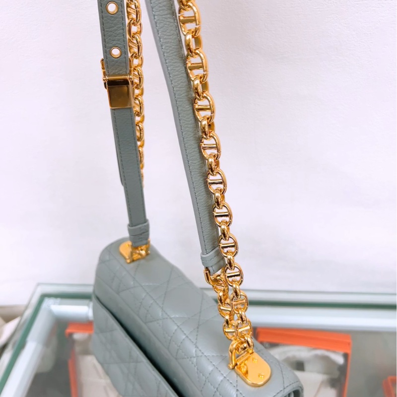 Dior caro 小號灰色鏈條包-11