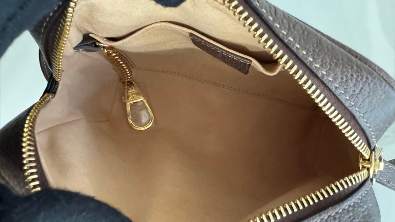 GUCCI Ophidia 琺瑯LOGO帆布紅綠條紋斜背包(棕)-9