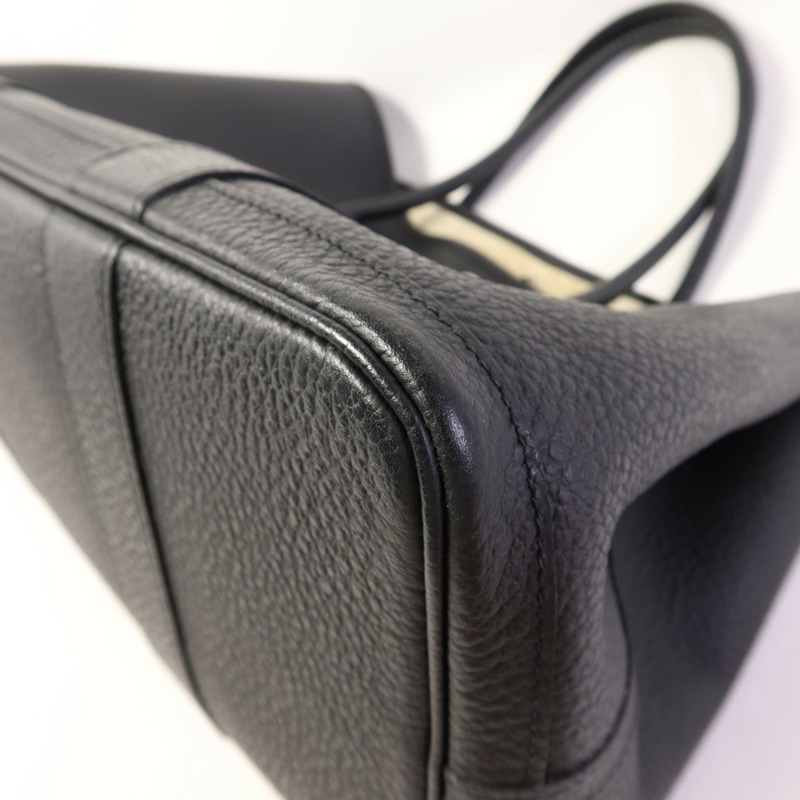 HERMES Negonda皮革Garden Party PM銀扣手挽袋Noir-9