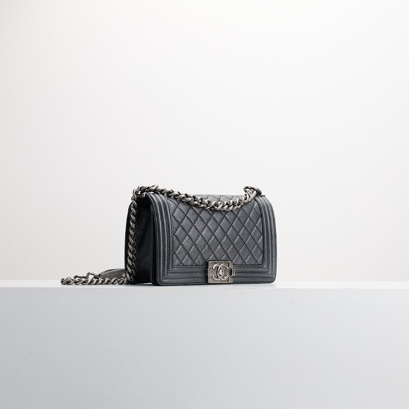 二手Chanel boy25 黑銀牛-1