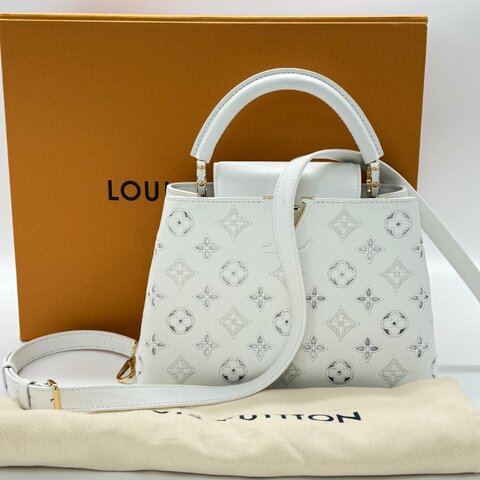 （絕美♥️稀有收藏品）LOUIS VUITTON 路易威登 Capucines BB 白色牛皮 鏤空雕花 蕾絲刺繡 手提包 斜背包｜專櫃330,000