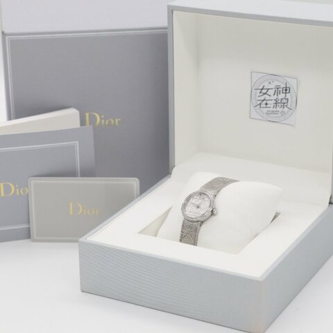 【超級美♥️不撞款】DIOR 迪奧 La Mini D My Dior 鑽石鑲嵌錶圈 藤格紋鋼錶 腕表 石英錶｜專櫃 260,000