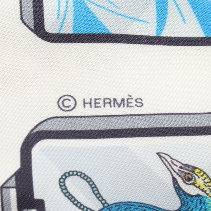 HERMES Twilly HERMES STORY 圍巾 絲綢 白色 紅色 多色 二手 女士-1