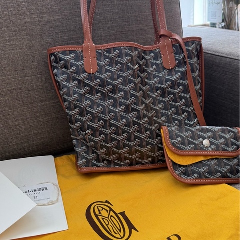 ✨【Goyard 】Anjou Mini tote bag 經典咖啡棕色（二手極新）