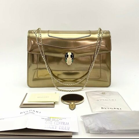 BVLGARI Forever系列淺金色蛇頭包27*18*7 98新配件購證塵袋