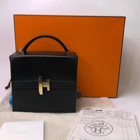 ✨HERMES 黑金 cinhetic秀款手提肩背斜背鏈條包18.5*18 99新 配件塵袋盒子購證