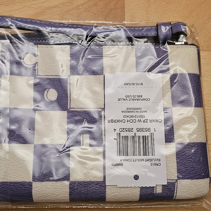 Coach 紫白格零錢包-11