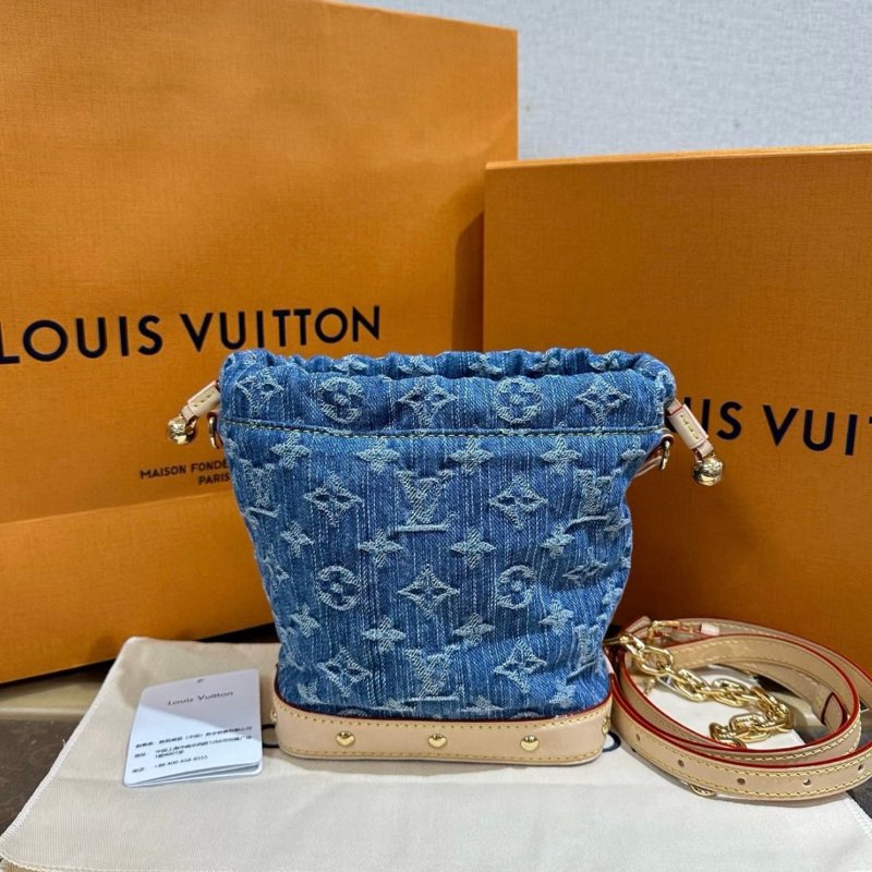 LV藍色牛仔肩背水桶包芯片款20.5*17.5*8.8 全新閒置配件塵袋盒子-0