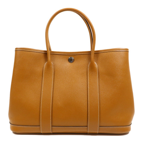 HERMES Epsom皮革Garden Party TPM銀扣手挽袋Toffee