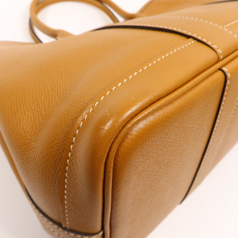 HERMES Epsom皮革Garden Party TPM銀扣手挽袋Toffee-8