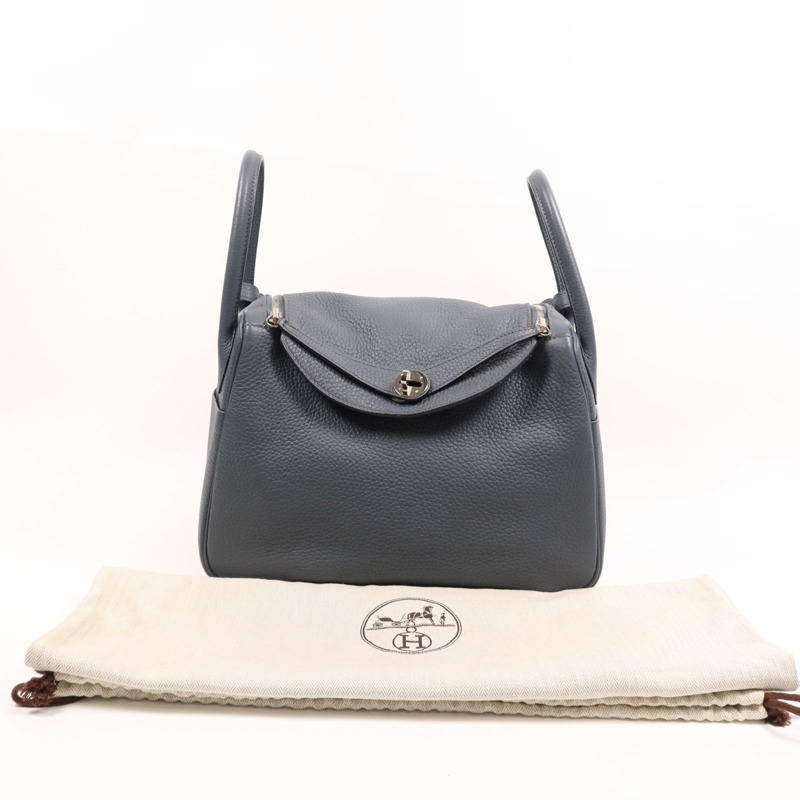 HERMES Clemence皮革Lindy 30銀扣手挽肩背兩用袋-4