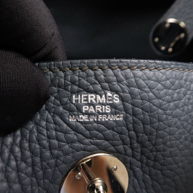 HERMES Clemence皮革Lindy 30銀扣手挽肩背兩用袋-10